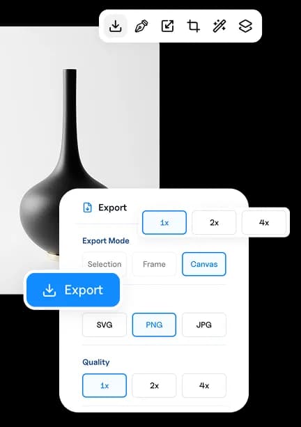 Export your assets easily in any format
