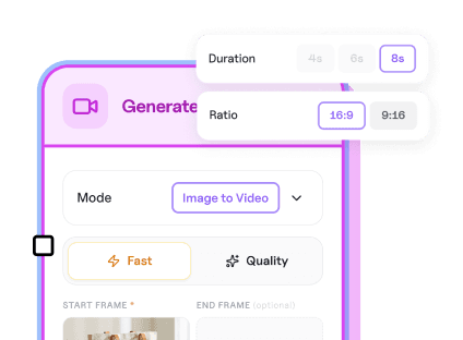 Define outcome settings — ratio, quality, and format