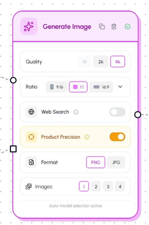 AI image generation workspace with prompt and generated results