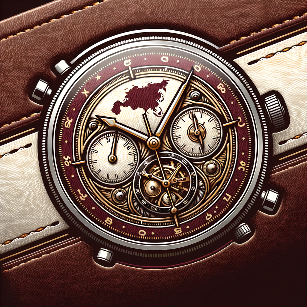 AI Logo Design by Hiding Elephant for Design a prestigious logo for a luxury watch and jewelry brand called Qatar Chrono. Center the composition around an artistic chronograph-style watch face, featuring finely detailed sub-dials and retro-modern hands. Integrate the silhouette of Qatar subtly into the central dial, replacing traditional branding icons. Use a harmonious maroon and white color scheme inspired by the Qatari flag. Add refined metallic accents (gold or brushed steel) to suggest timeless craftsmanship. Include the brand name “QATAR CHRONO” in a regal serif font, maintaining balance, symmetry, and premium elegance. The logo should feel collectible, classic, and culturally grounded—ideal for use on packaging, storefronts, and luxury catalogs.