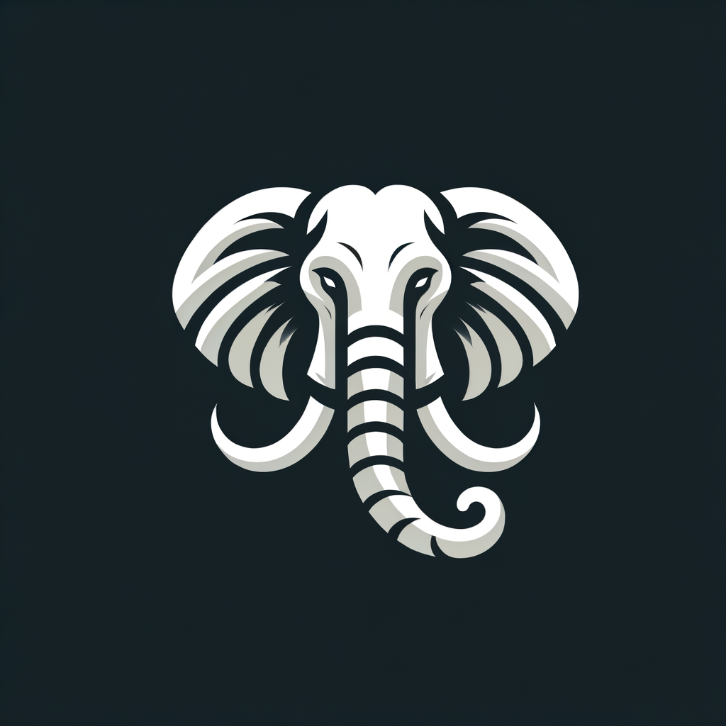 AI Logo Design by Hiding Elephant for  a logo made of letter P as an Elephant Face