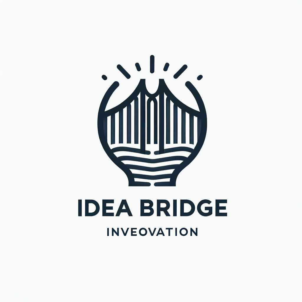 AI Logo Design by Hiding Elephant for  Design a minimalist logo for "IdeaBridge," a platform that connects innovators with investors. The logo should incorporate a stylized bridge symbolizing connection and collaboration. Use a clean, and minimal. The design should be versatile, suitable for both digital and print mediums, and convey professionalism and innovation.