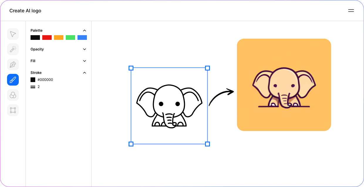 hiding elephant ai logo maker