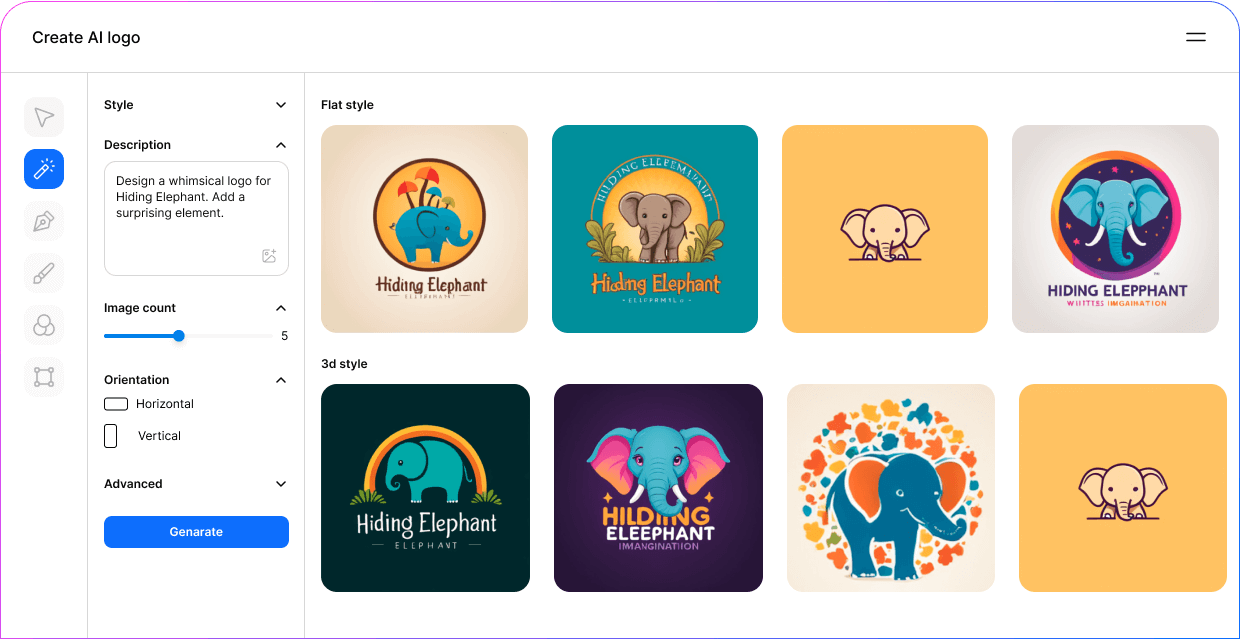 hiding elephant ai logo maker