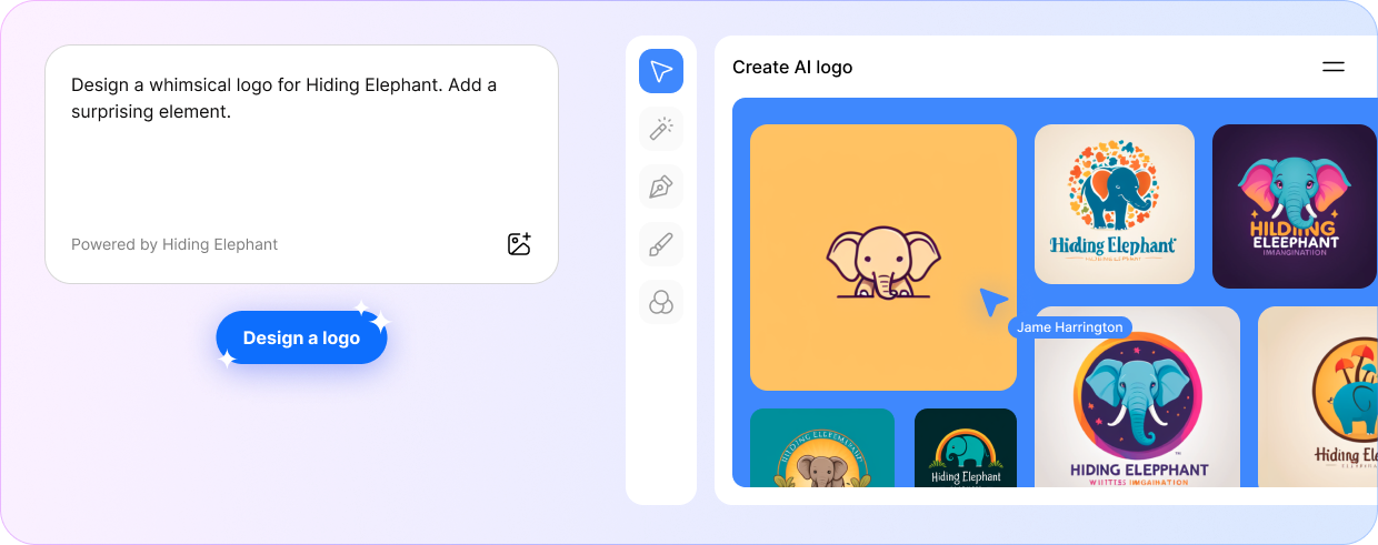 hiding elephant ai logo maker